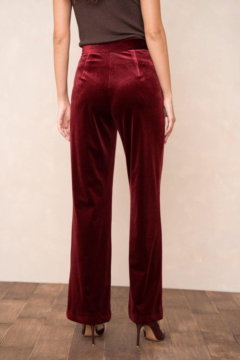 Pantalon velours bordeaux taille haute coupe droite - RIVE GAUCHE