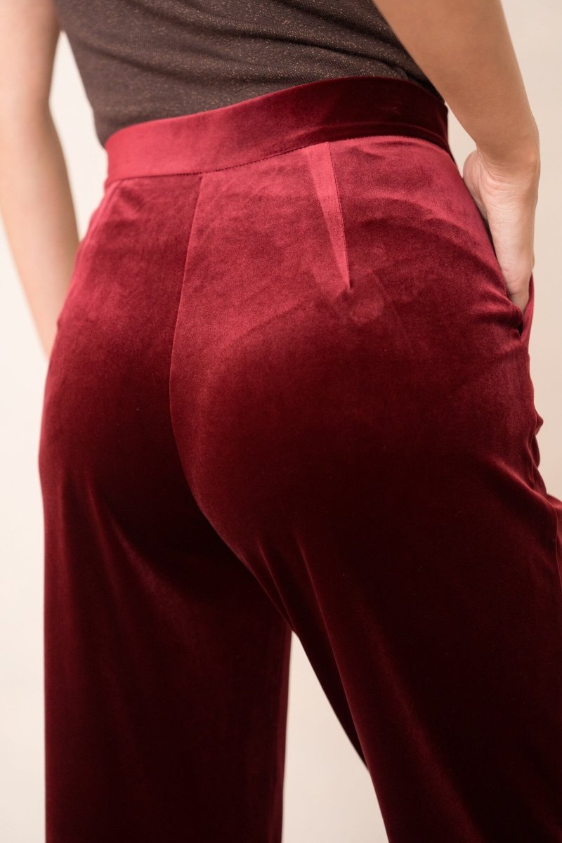 Pantalon velours bordeaux taille haute coupe droite - RIVE GAUCHE