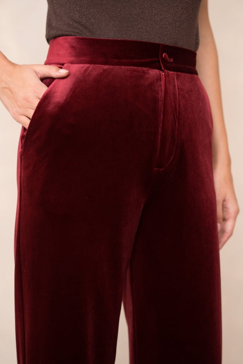 Pantalon velours bordeaux taille haute coupe droite - RIVE GAUCHE