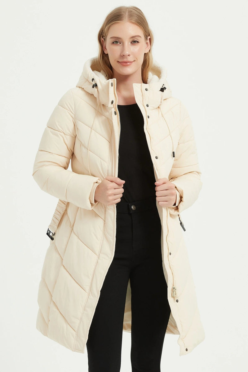 Parka longue beige matelassée avec ceinture - RIVE GAUCHE