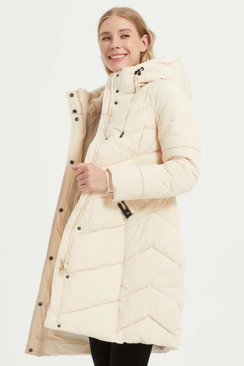 Parka longue beige matelassée avec ceinture - RIVE GAUCHE