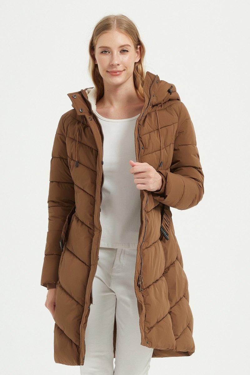 Parka longue camel matelassée avec ceinture - RIVE GAUCHE