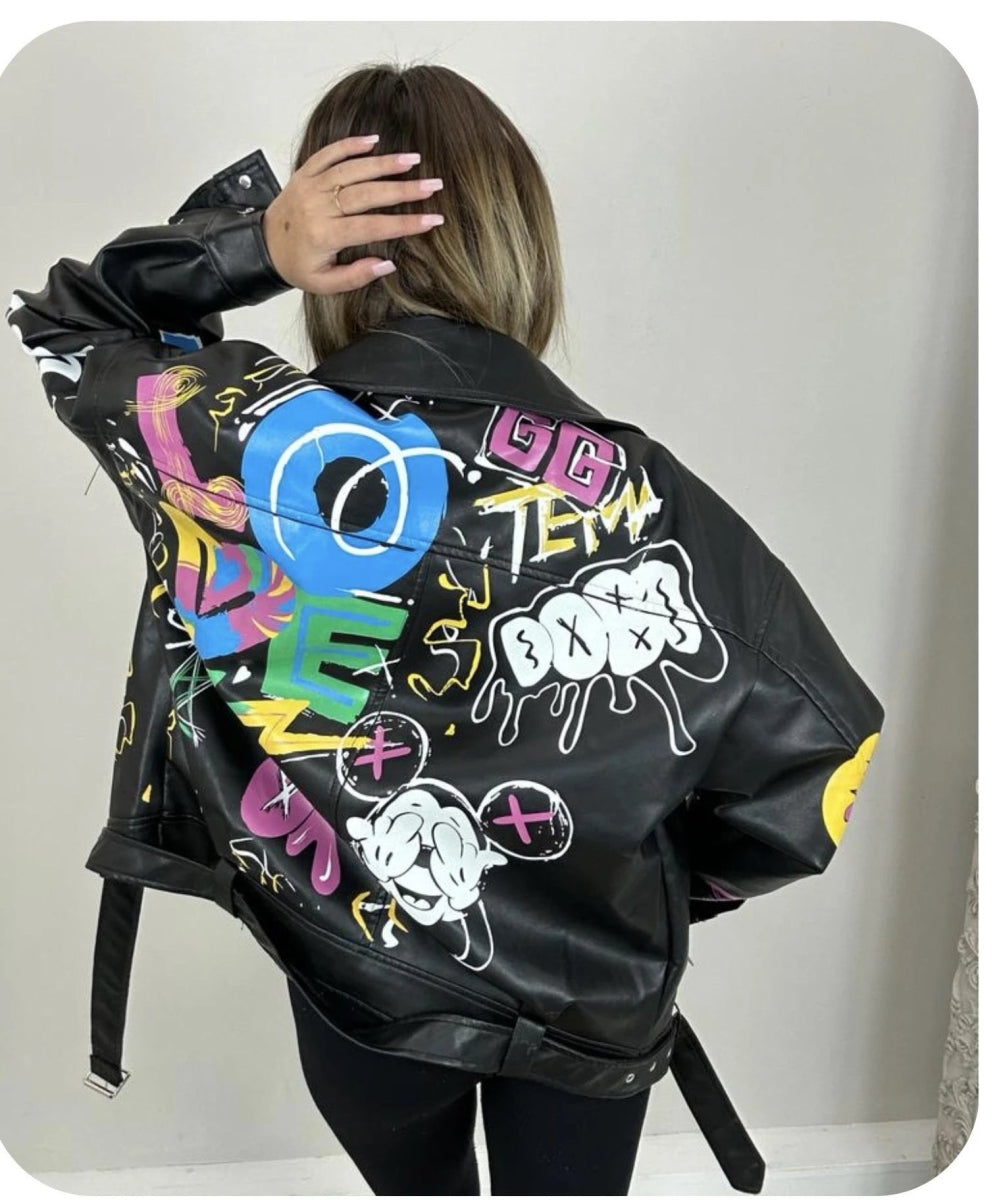 Perfecto en cuir oversized à motifs - RIVE GAUCHE