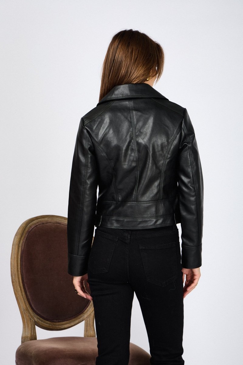 Perfecto femme en simili cuir noir - RIVE GAUCHE