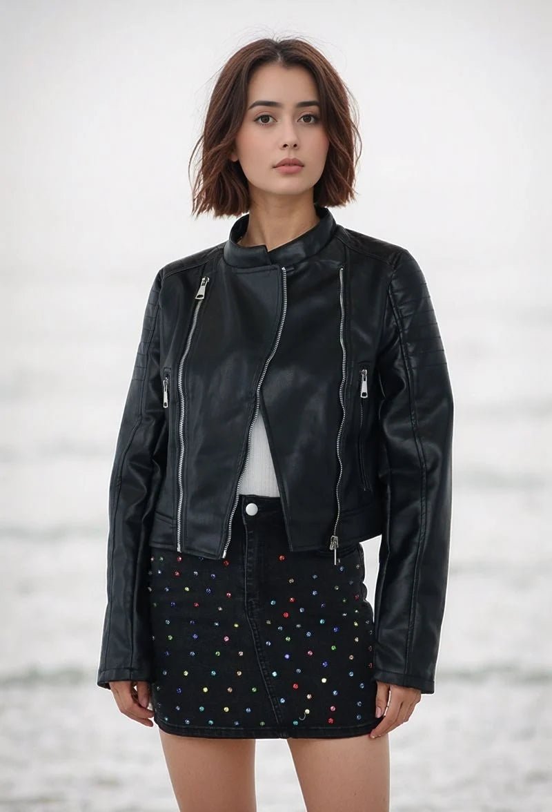 Perfecto simili cuir col montant zippée - RIVE GAUCHE