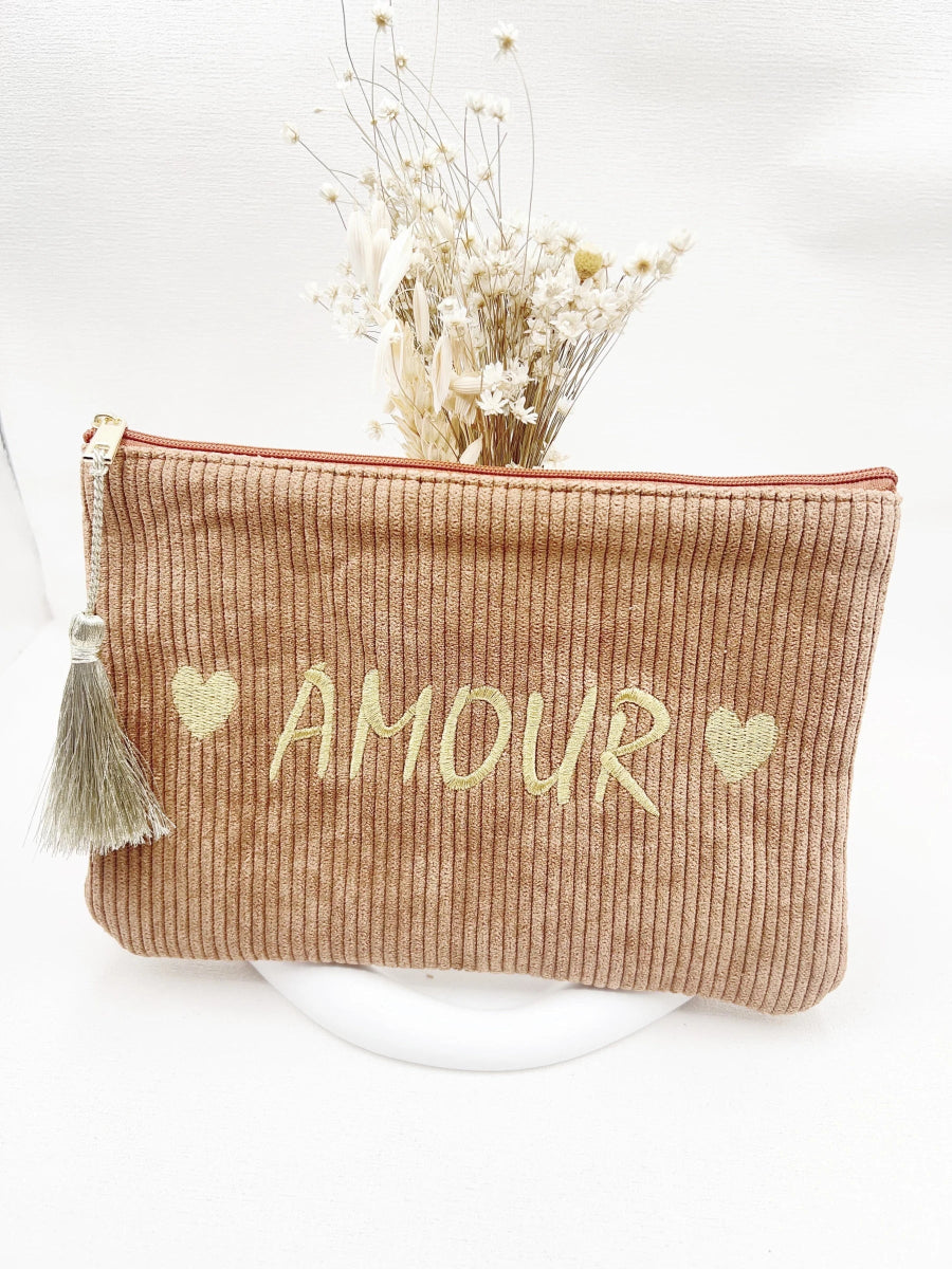 Pochette en velours côtelé AMOUR " 21 X 16 cm - RIVE GAUCHE