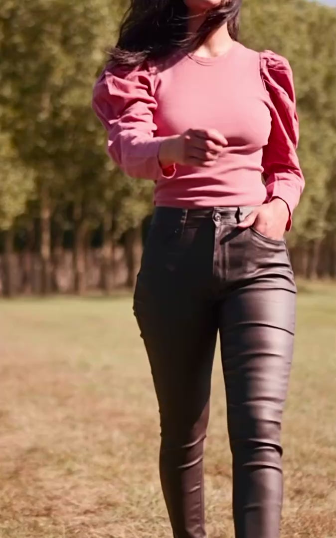 Pantalon slim push up chocolat