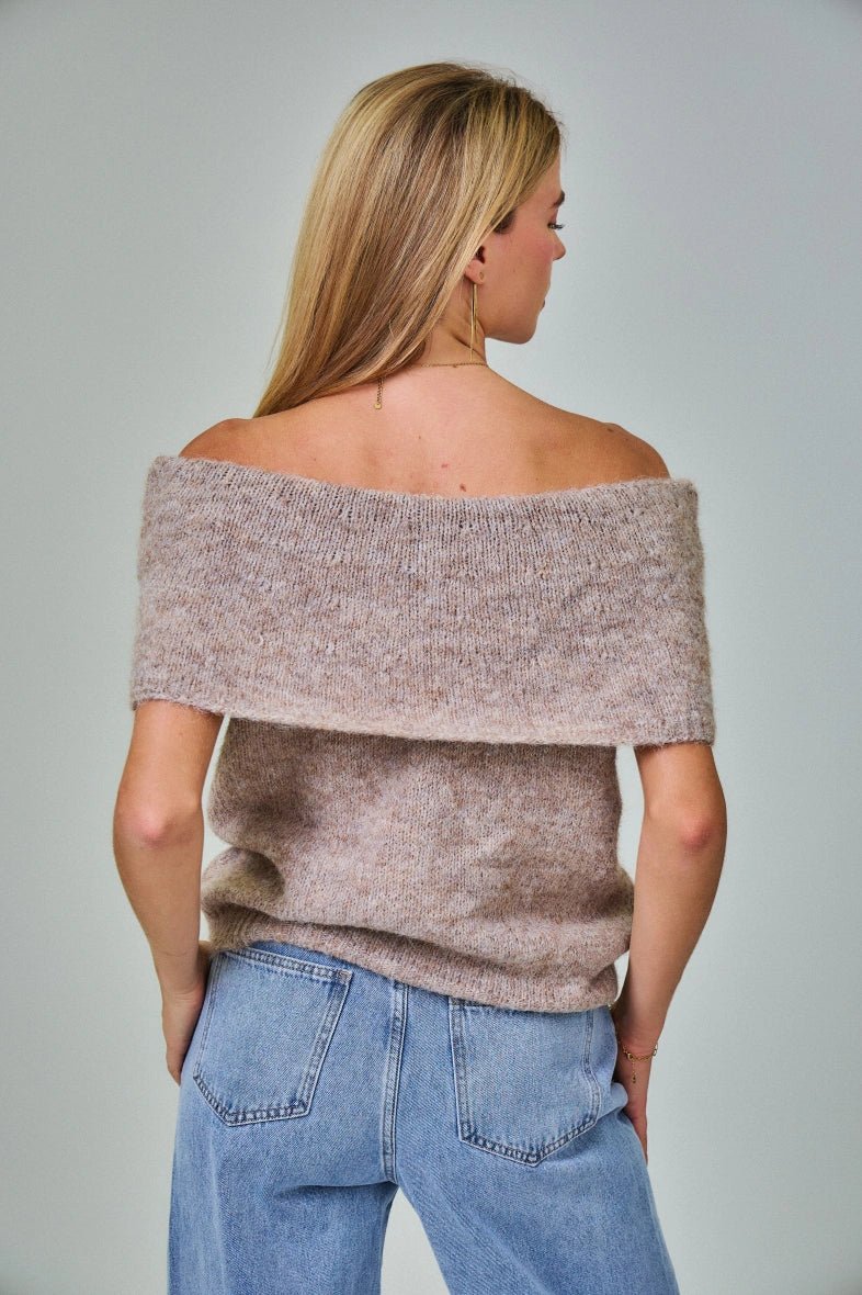 Pull col bateau en laine mélangé taupe - RIVE GAUCHE