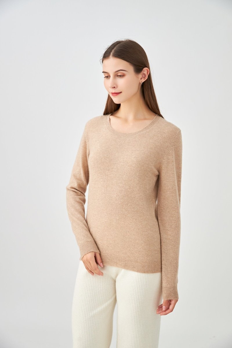 Pull col rond en cachemire beige - RIVE GAUCHE