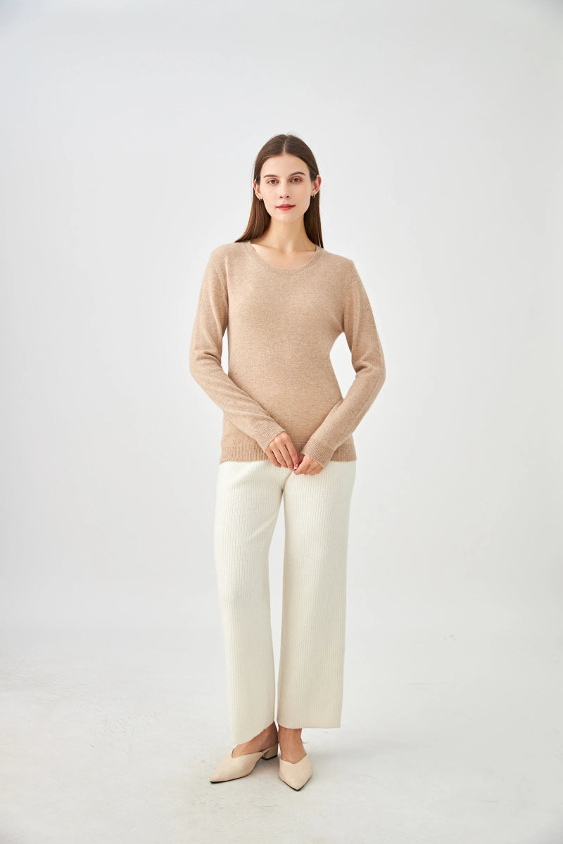 Pull col rond en cachemire beige - RIVE GAUCHE