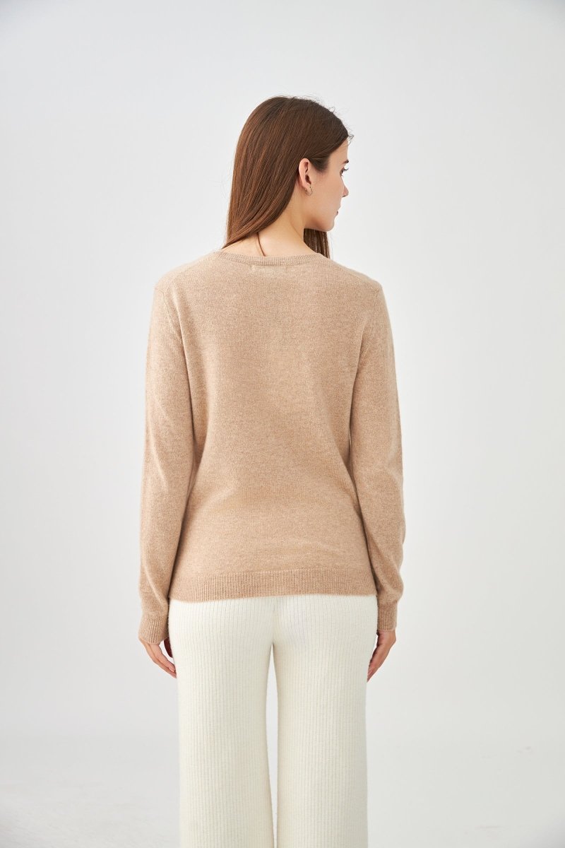 Pull col rond en cachemire beige - RIVE GAUCHE