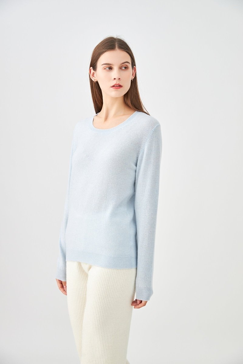 Pull col rond en cachemire bleu ciel - RIVE GAUCHE