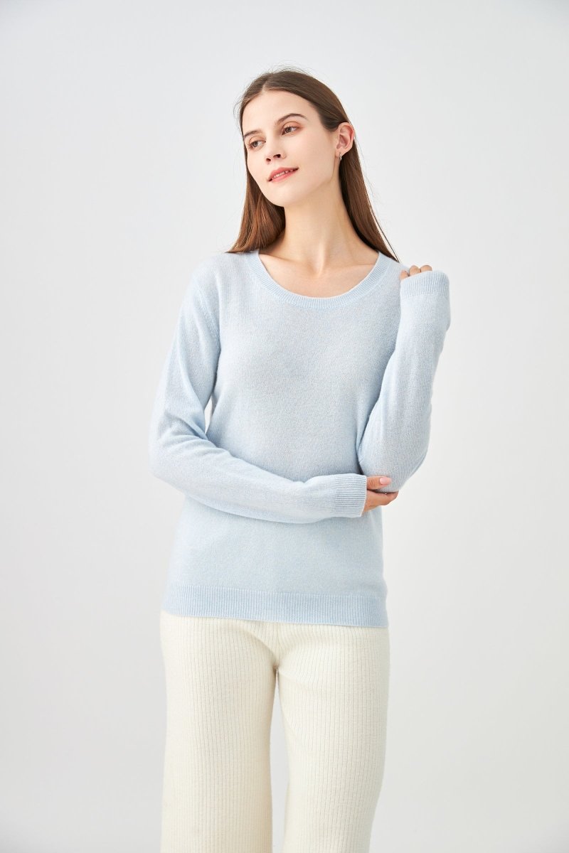 Pull col rond en cachemire bleu ciel - RIVE GAUCHE