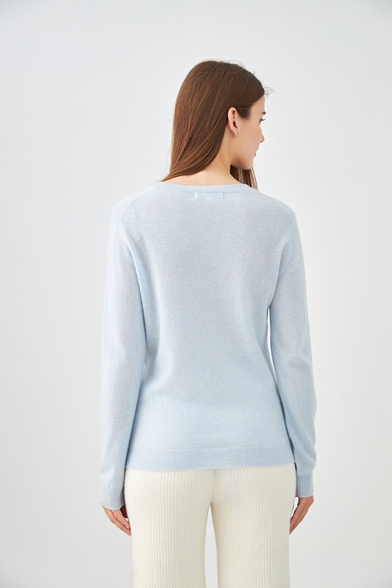 Pull col rond en cachemire bleu ciel - RIVE GAUCHE