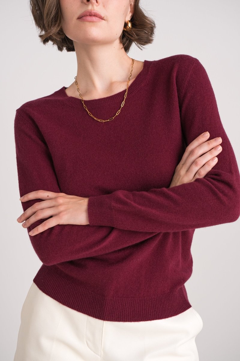 Pull col rond en cachemire bordeaux - RIVE GAUCHE