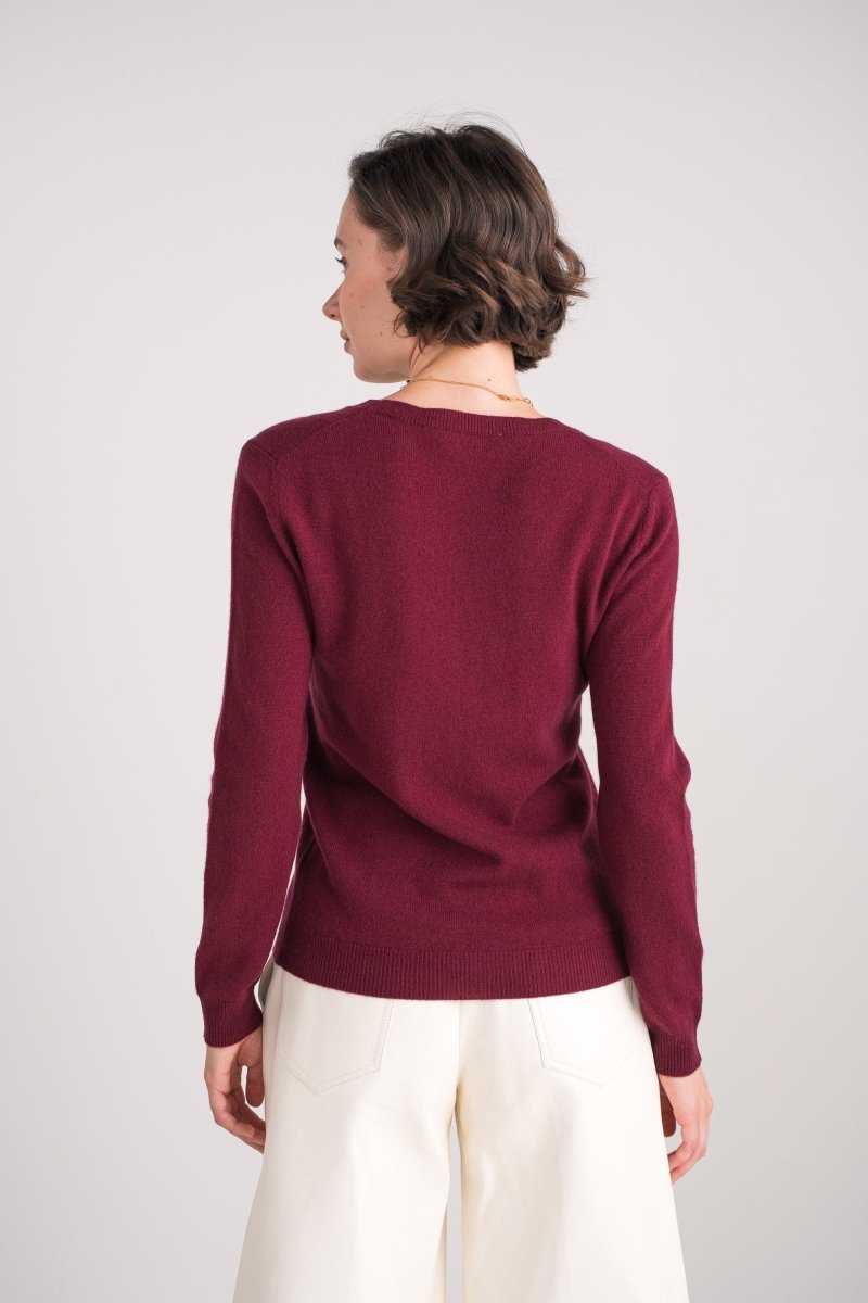 Pull col rond en cachemire bordeaux - RIVE GAUCHE