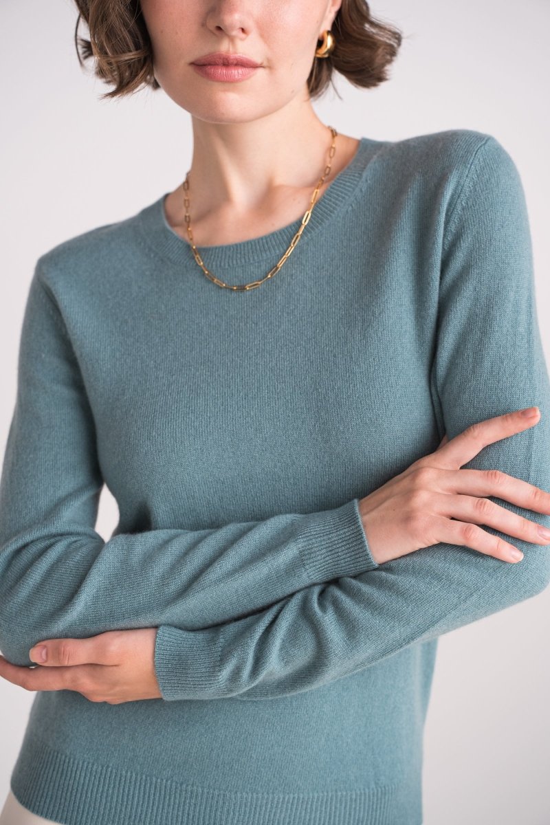 Pull col rond en cachemire Céladon - RIVE GAUCHE