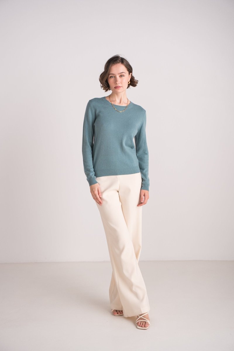 Pull col rond en cachemire Céladon - RIVE GAUCHE