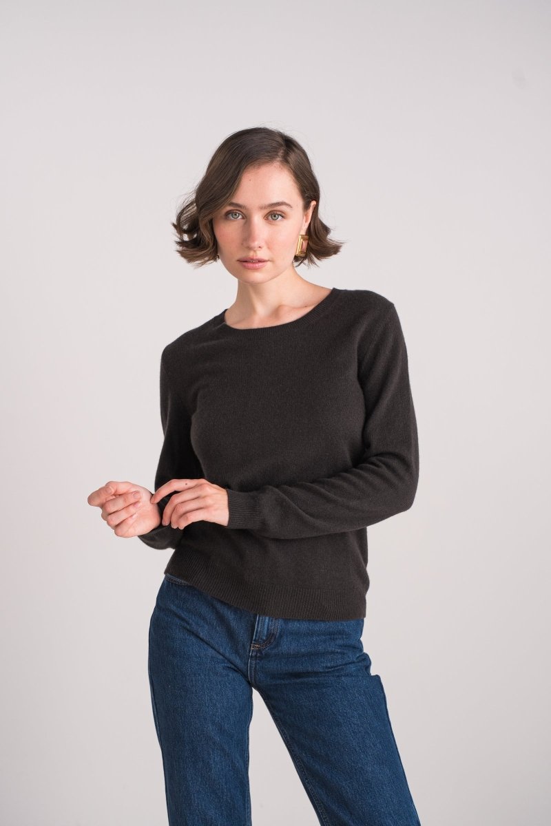 Pull col rond en cachemire chocolat - RIVE GAUCHE