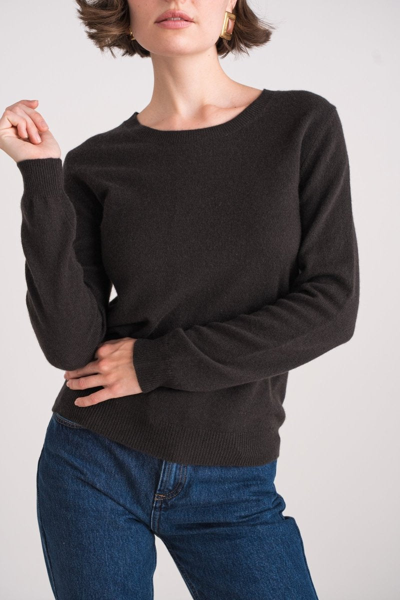 Pull col rond en cachemire chocolat - RIVE GAUCHE