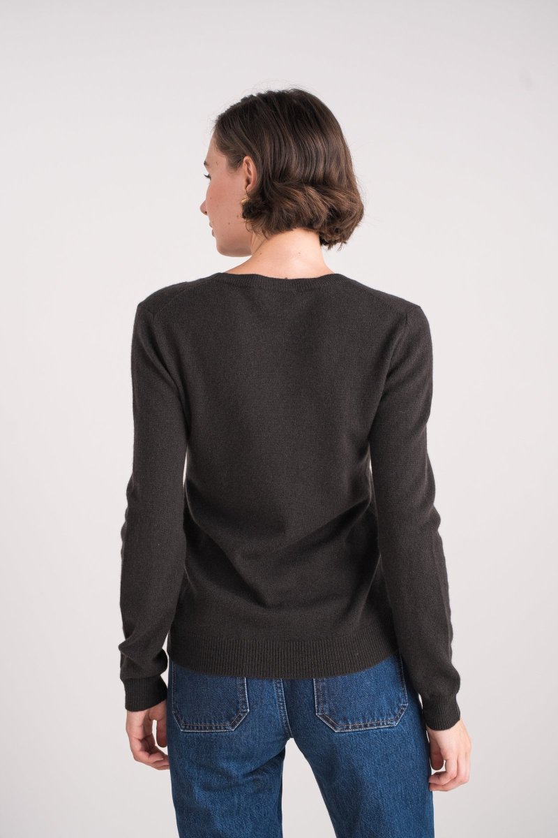 Pull col rond en cachemire chocolat - RIVE GAUCHE
