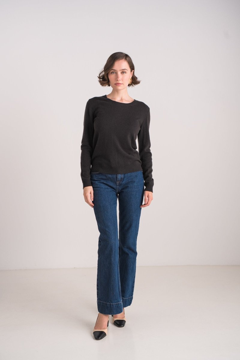 Pull col rond en cachemire chocolat - RIVE GAUCHE