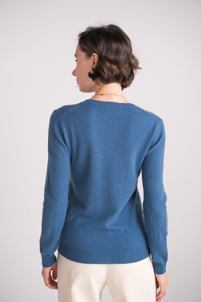 Pull col rond en cachemire denim - RIVE GAUCHE