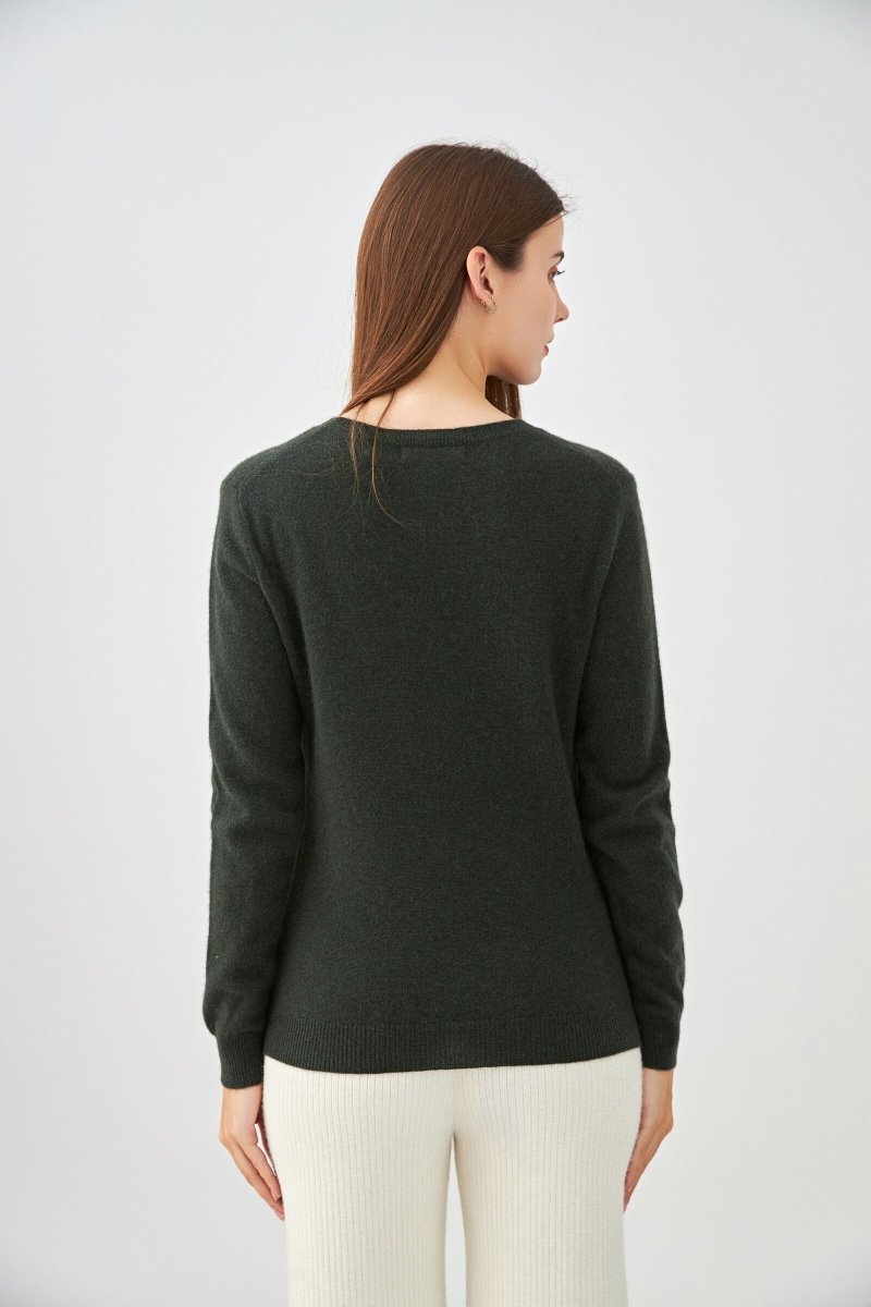 Pull col rond en cachemire kaki - RIVE GAUCHE