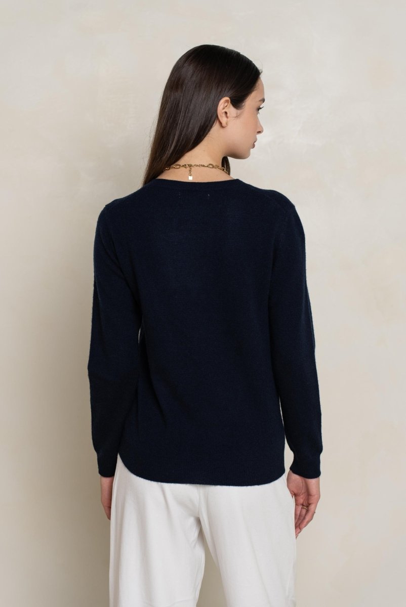 Pull col rond en cachemire marine - RIVE GAUCHE