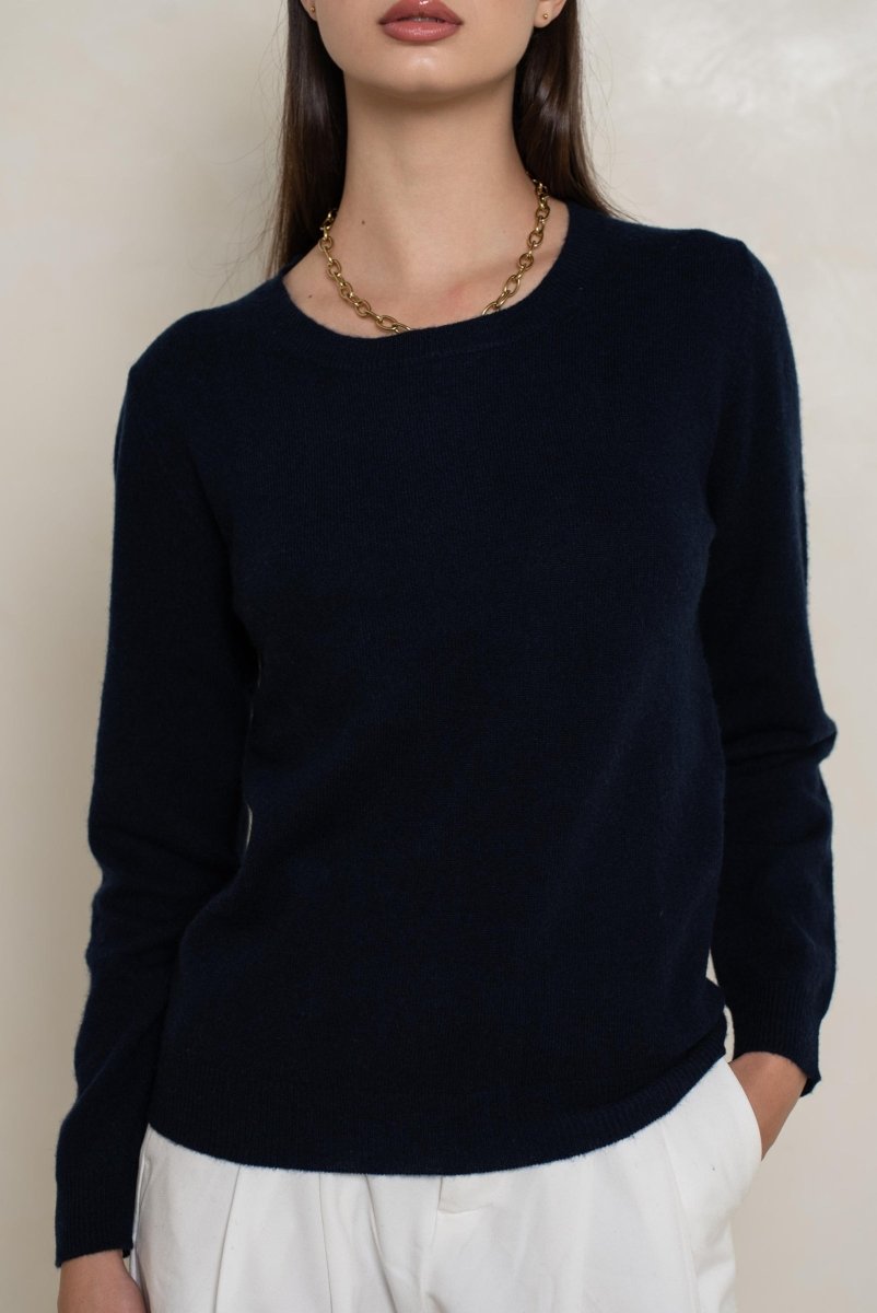 Pull col rond en cachemire marine - RIVE GAUCHE