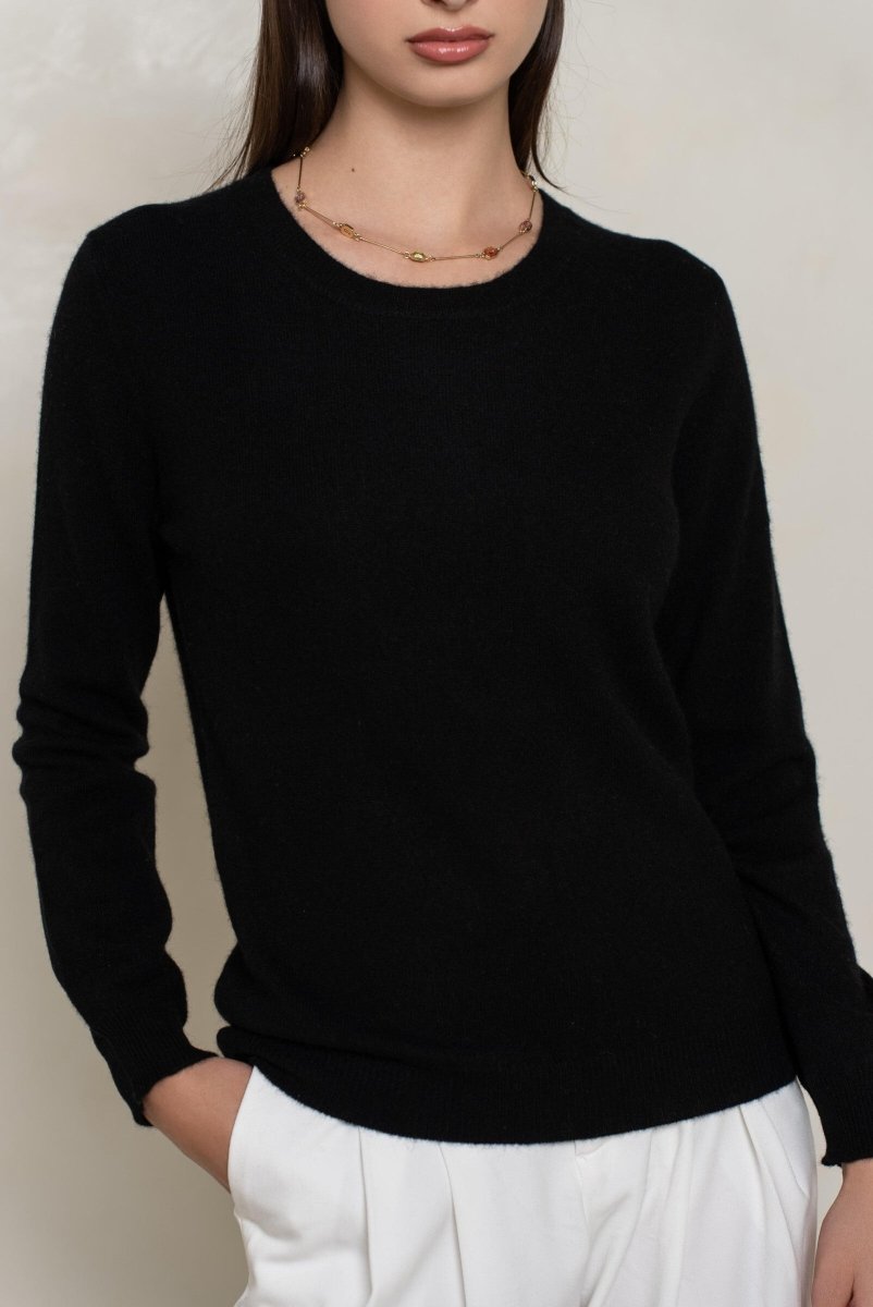 Pull col rond en cachemire noir - RIVE GAUCHE