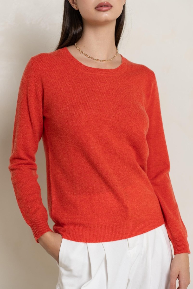 Pull col rond en cachemire orange - RIVE GAUCHE