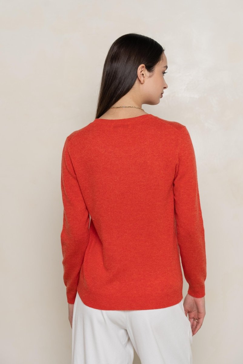 Pull col rond en cachemire orange - RIVE GAUCHE
