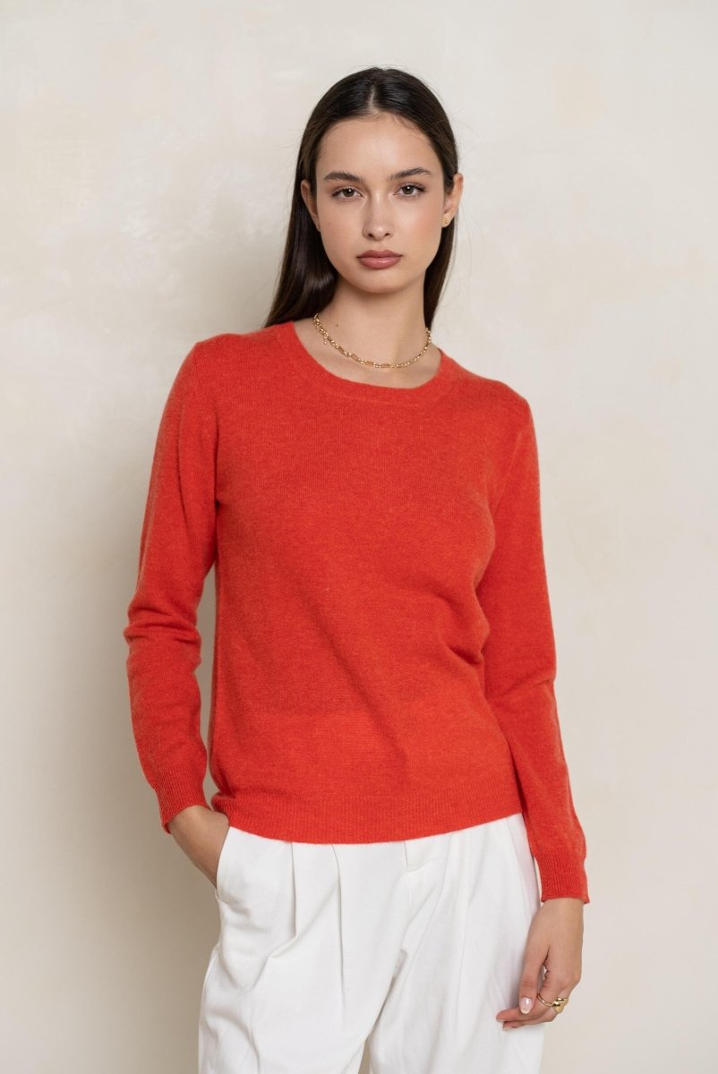 Pull col rond en cachemire orange - RIVE GAUCHE