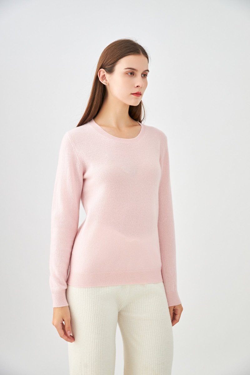 Pull col rond en cachemire rose - RIVE GAUCHE