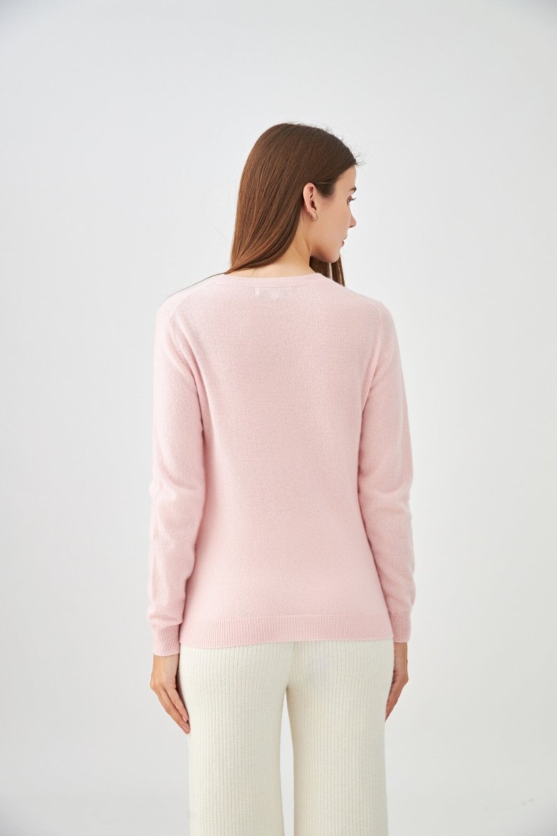 Pull col rond en cachemire rose - RIVE GAUCHE
