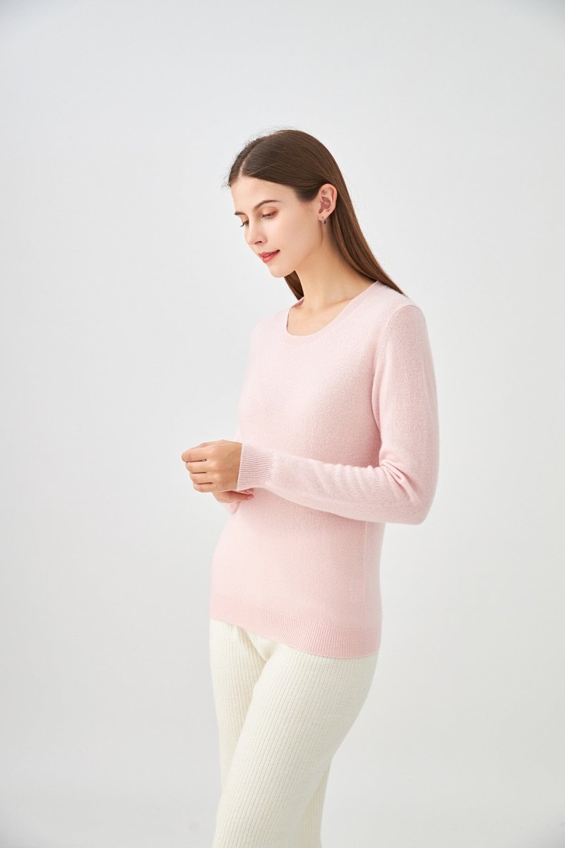 Pull col rond en cachemire rose - RIVE GAUCHE