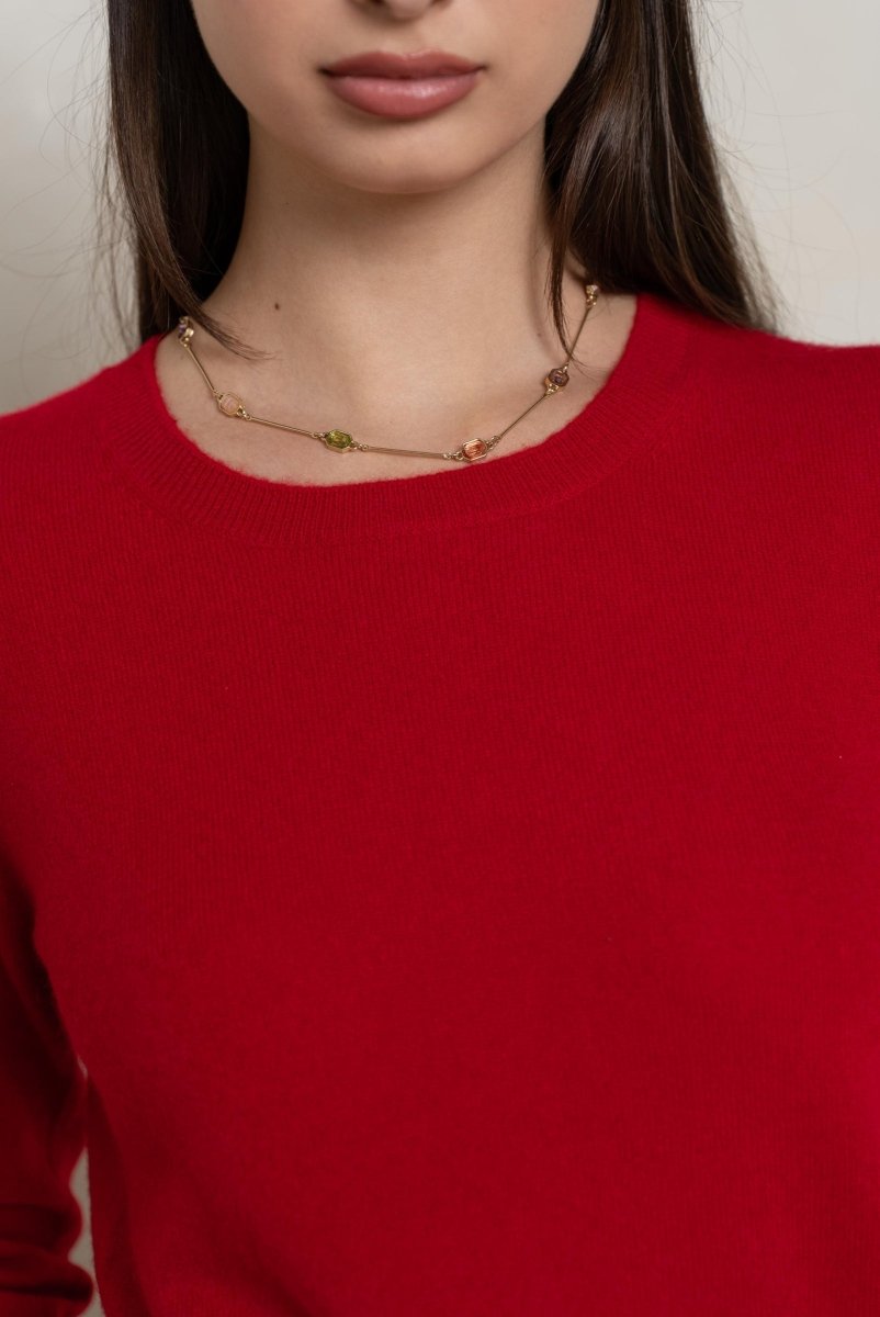 Pull col rond en cachemire rouge - RIVE GAUCHE