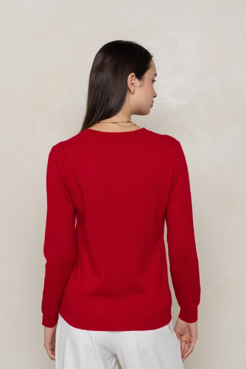 Pull col rond en cachemire rouge - RIVE GAUCHE