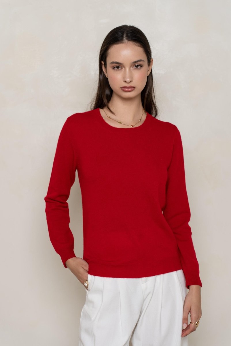 Pull col rond en cachemire rouge - RIVE GAUCHE