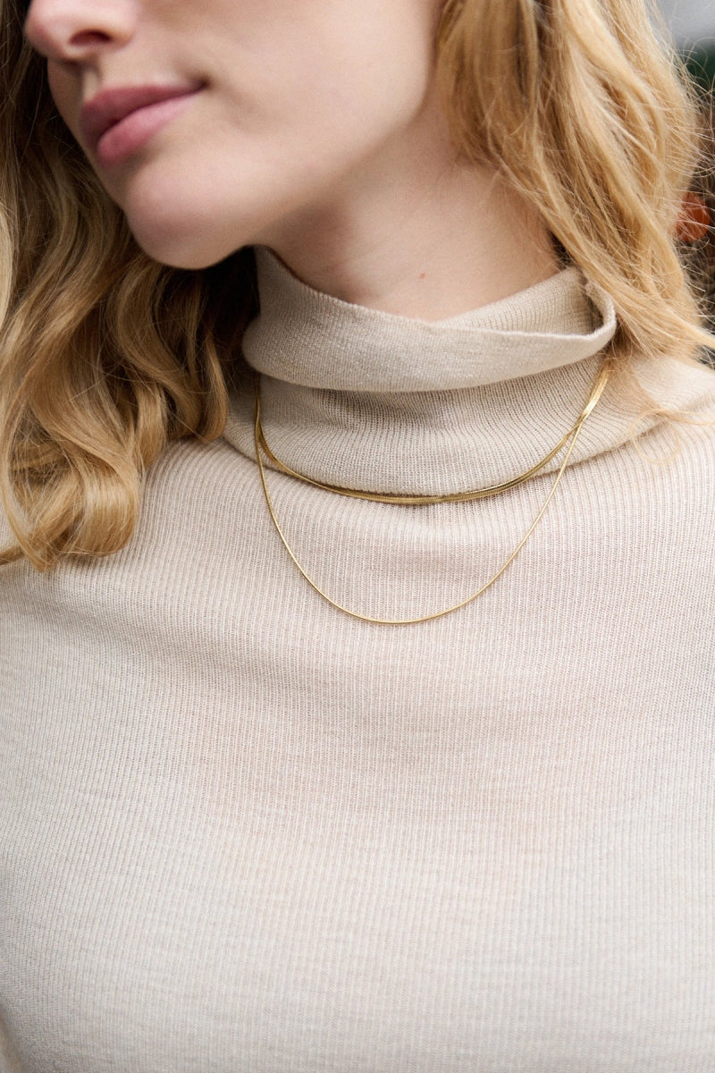 Pull col roulé en cachemire et en laine beige - RIVE GAUCHE