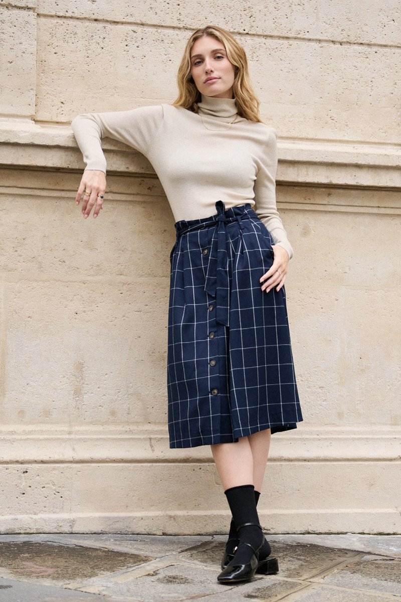 Pull col roulé en cachemire et en laine beige - RIVE GAUCHE