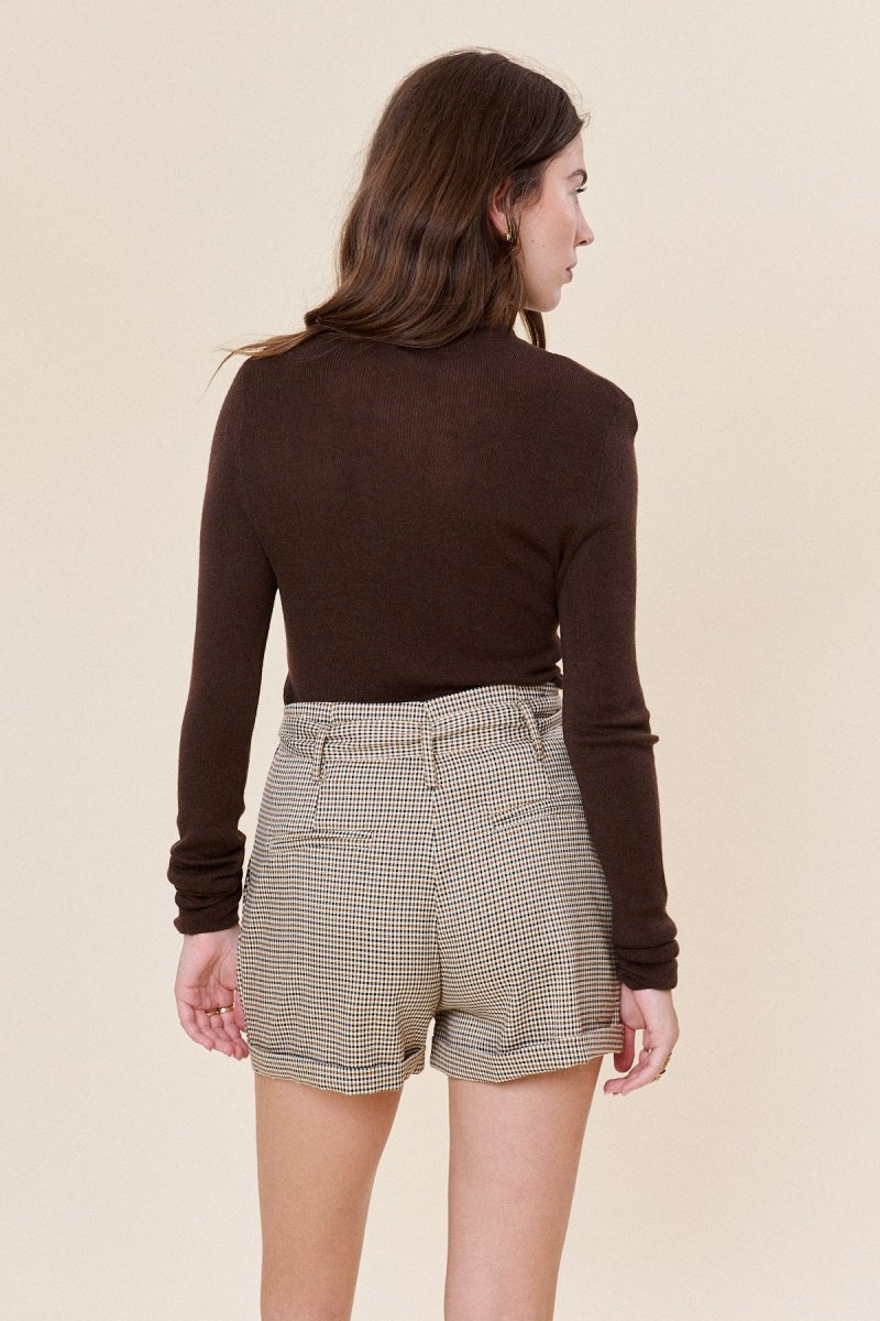 Pull col roulé en cachemire et en laine chocolat - RIVE GAUCHE