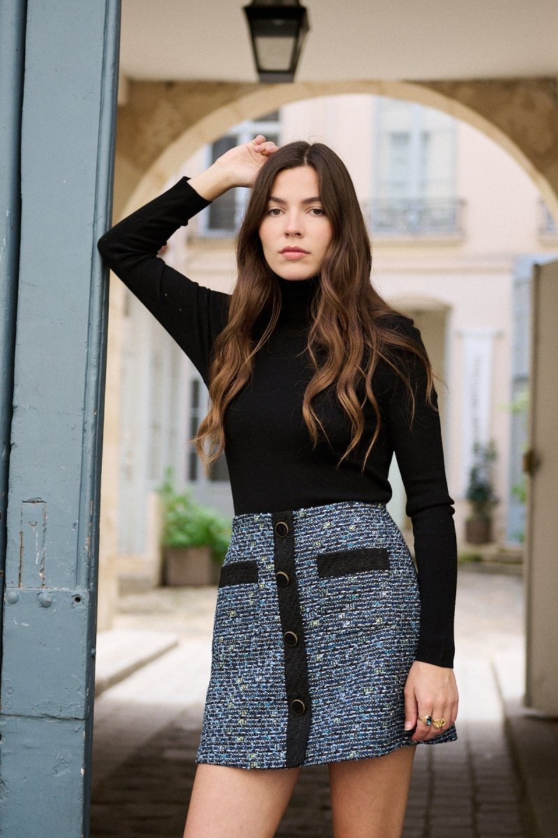 Pull col roulé en cachemire et en laine noir - RIVE GAUCHE