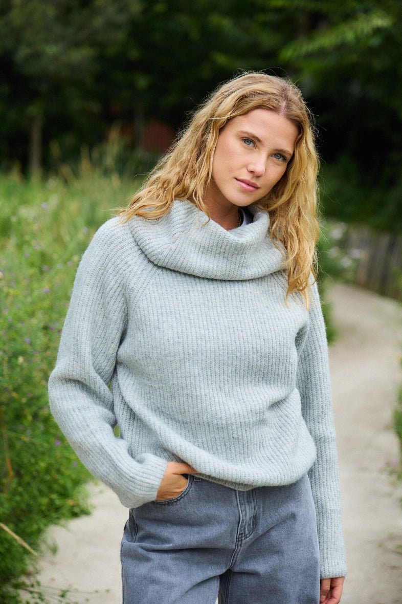 Pull col roulé large gris clair - RIVE GAUCHE