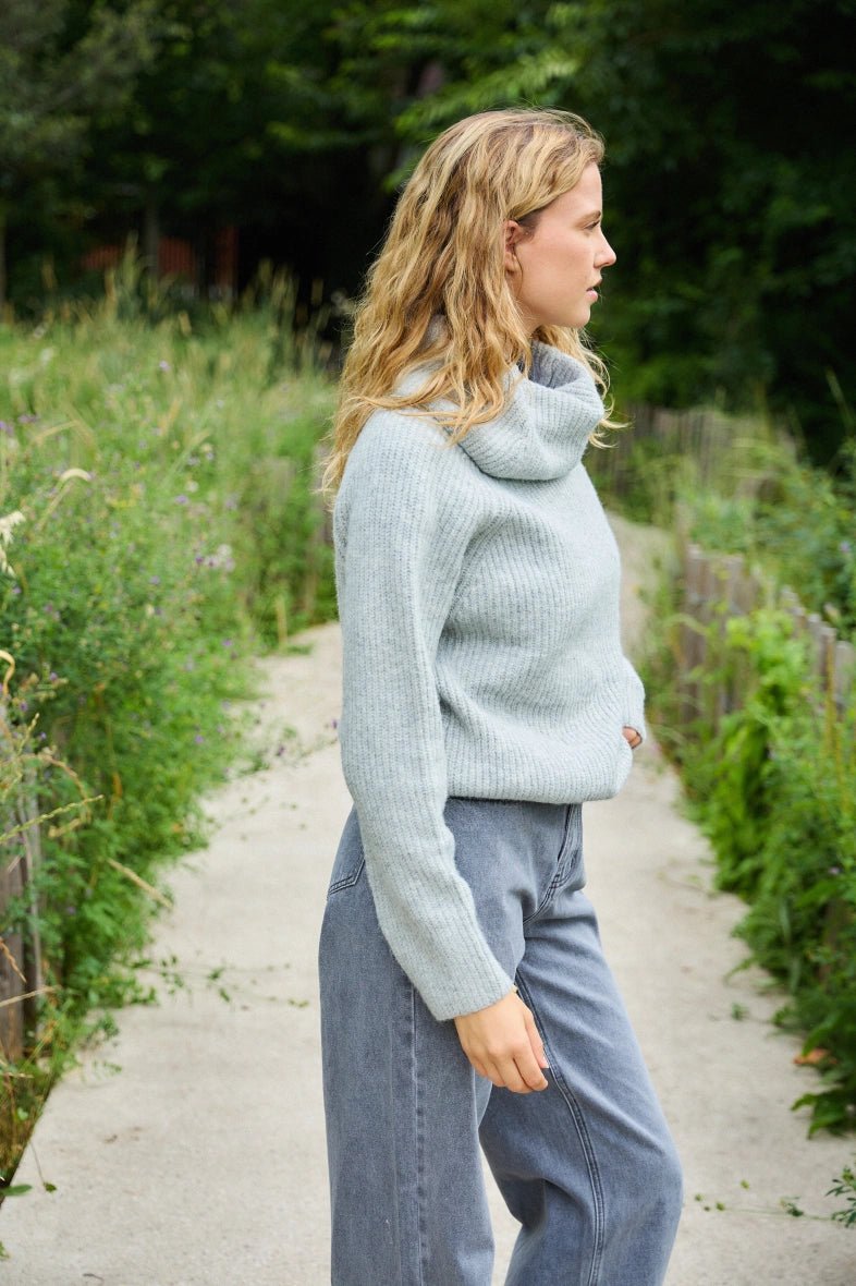 Pull col roulé large gris clair - RIVE GAUCHE
