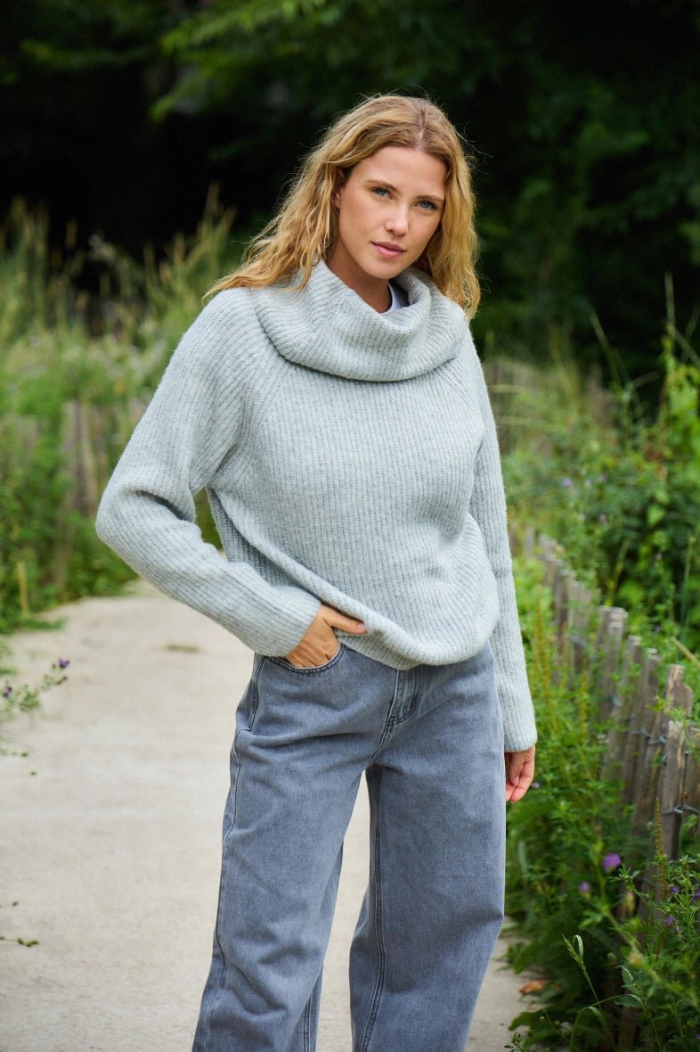 Pull col roulé large gris clair - RIVE GAUCHE