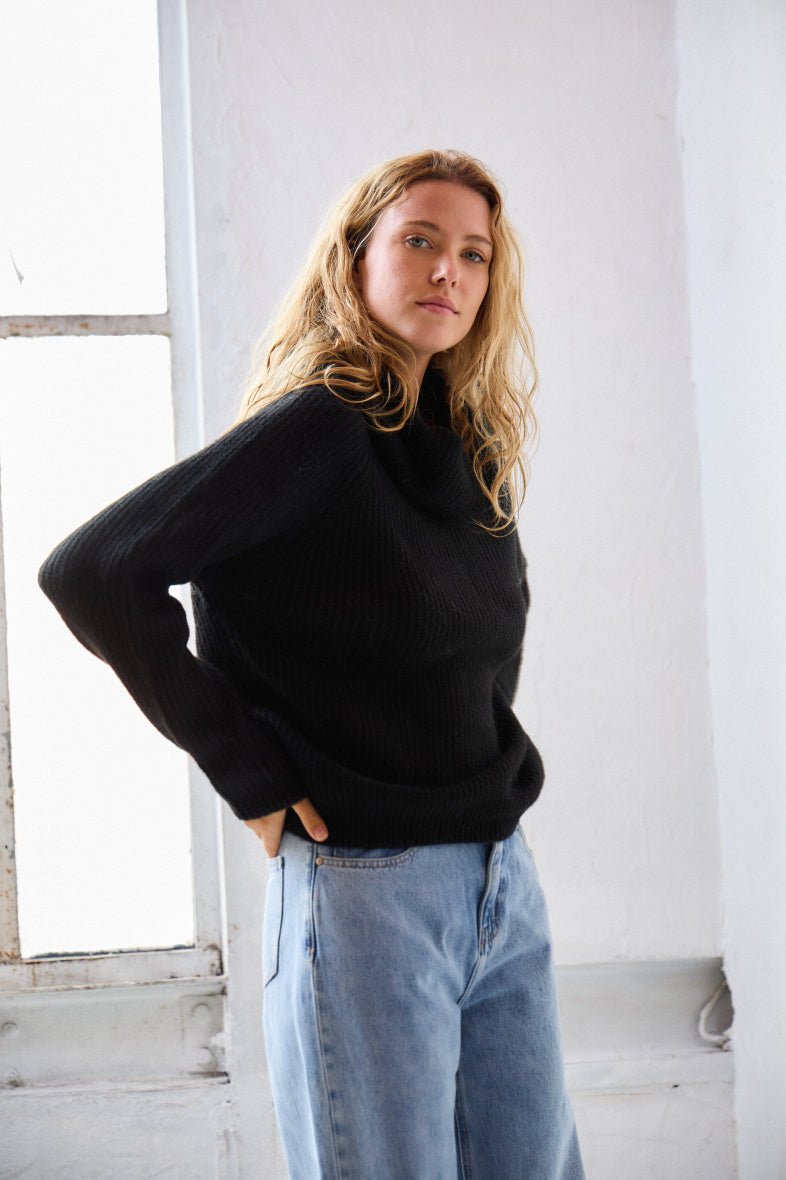 Pull col roulé large noir - RIVE GAUCHE
