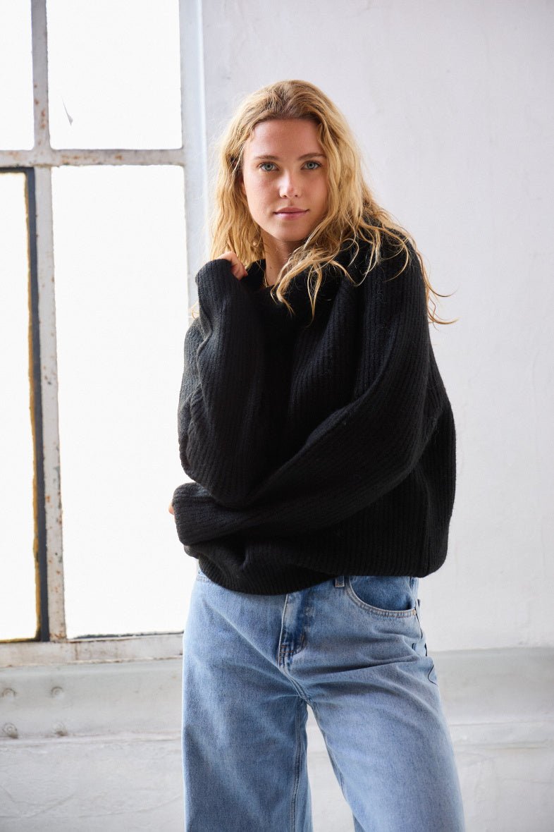 Pull col roulé large noir - RIVE GAUCHE