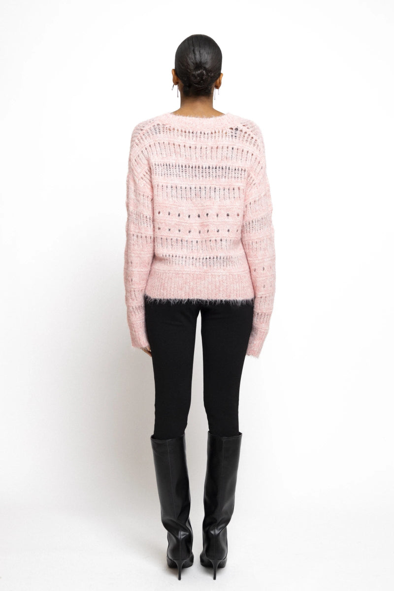 Pull en grosse maille ajouré rose - RIVE GAUCHE